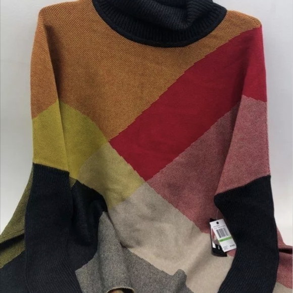 Joseph A Poncho Turtleneck Sweater Multicolor Size L NWT MSRP $78 - Picture 2 of 5